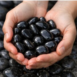 Black polished pebbles 10mm and 20 mm