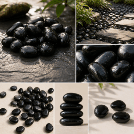 Black polished pebbles 10mm and 20 mm